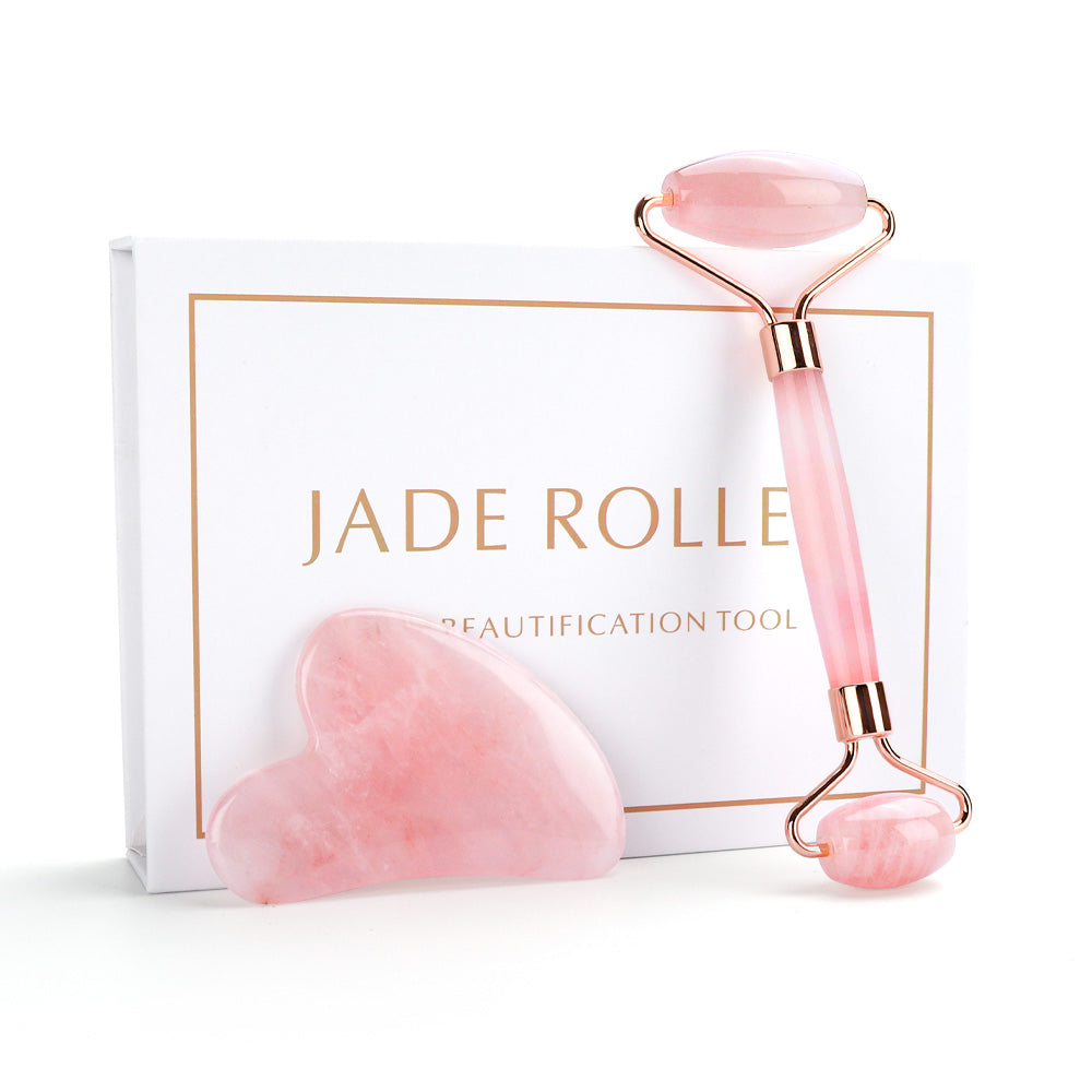 Natural Rose Quartz Jade Roller Facial Massager