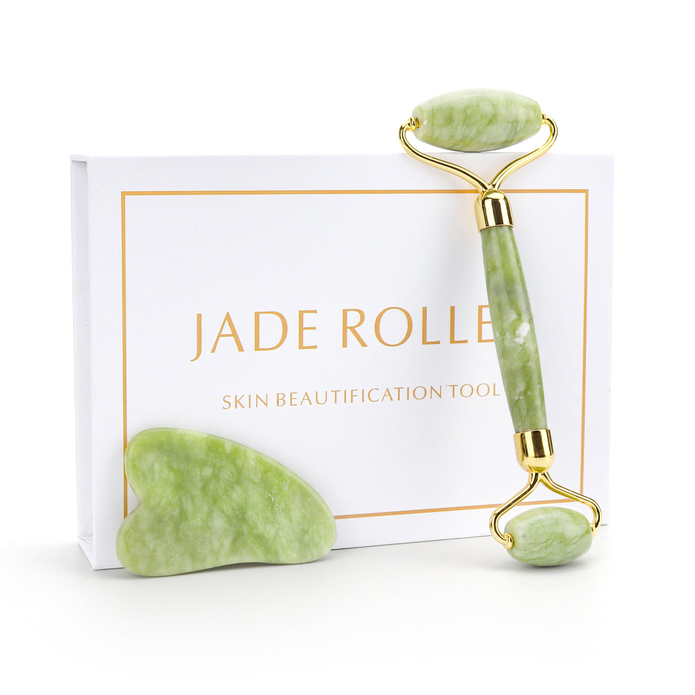 Natural Rose Quartz Jade Roller Facial Massager